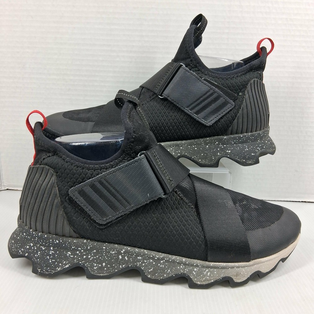 Sorel Kinetic Impact Strap Black Speckled Scalloped Sole Sneakers LL3645-011 10